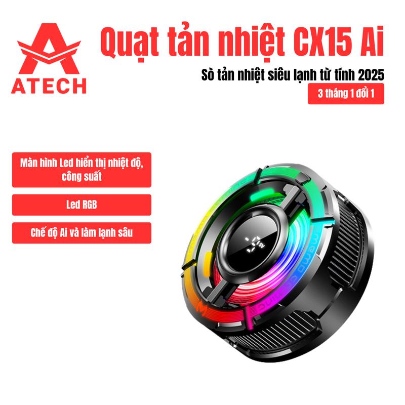 [NEW] Quạt sò tản nhiệt CX15 Ai từ tính cho điện thoại, máy tính bảng có màn hình LED, siêu im lặng, làm lạnh đóng băng