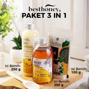 Best Honey 3in1 Paket Lengkap Sehat Paket komplit Sehat Madu 350gr Sari Lemon 250ml Chiaseed 100gr