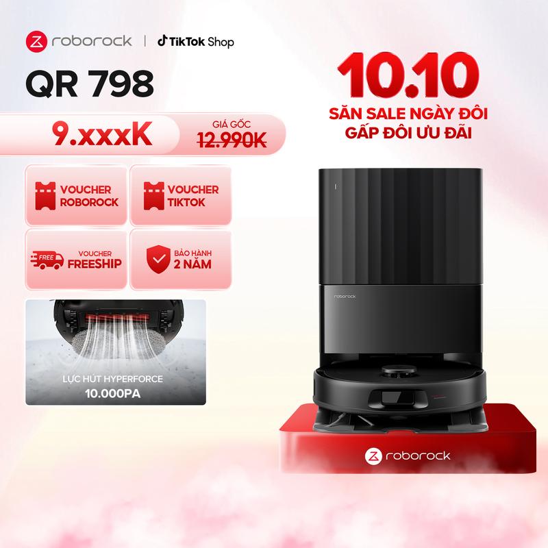 Roborock QR 798 robot hút bụi lau nhà |Lực hút 10000PA|Tự động đổ rác, giặt giẻ| Bảo hành 24 tháng