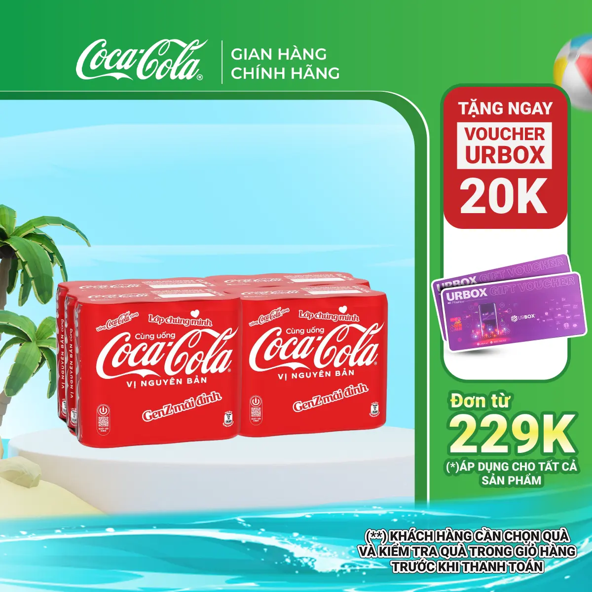 Thùng/Lốc 24 Lon Nước Ngọt Giải Khát Coca-Cola Vị Nguyên Bản Original Lon 320ml Sale 5.5 Coca-Cola Beverages VN