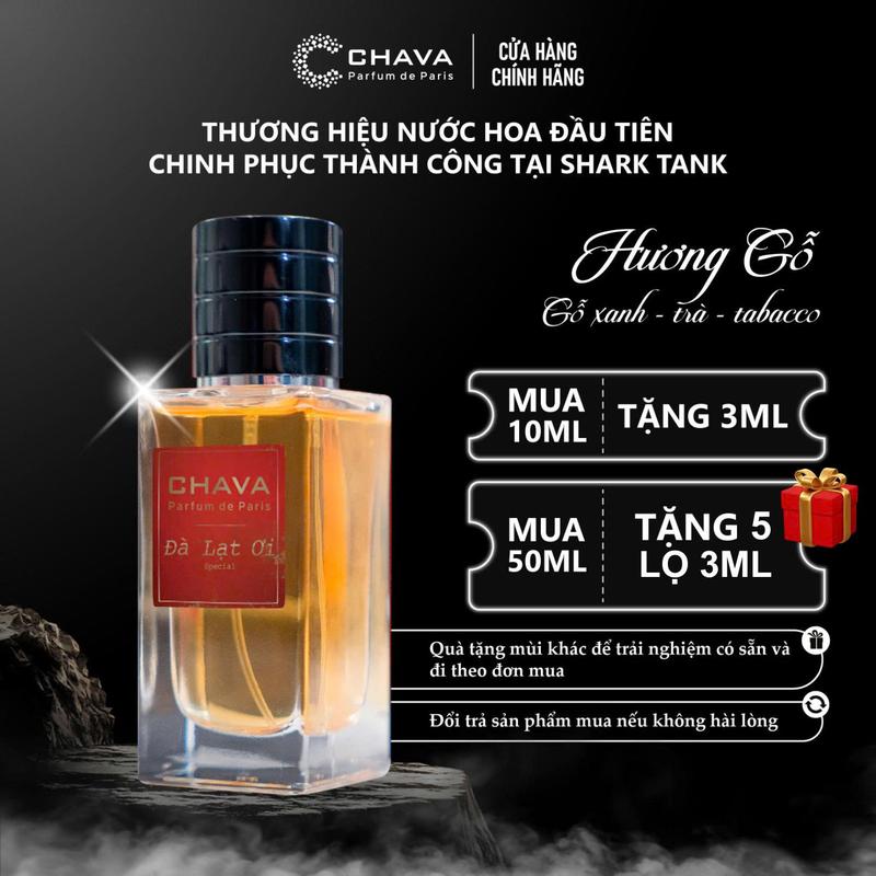 [Nước Hoa Unisex Hương Đà Lạt] C CHAVA LUXURY - Hương: Gỗ Xanh, Trà, Tabaco - Phong Cách: Lãng Mạn, Tinh Tế, Sâu Lắng - Chính Hãng, Lưu Hương Lâu 6-8h/Da & 3-7 Ngày/Quần Áo, Tiêu Chuẩn Pháp, Perfume Xịt Thơm
