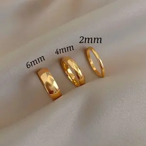 Cincin Couple Titanium Stainless Steel Warna Gold - Model Terbaru - Rings cincin
