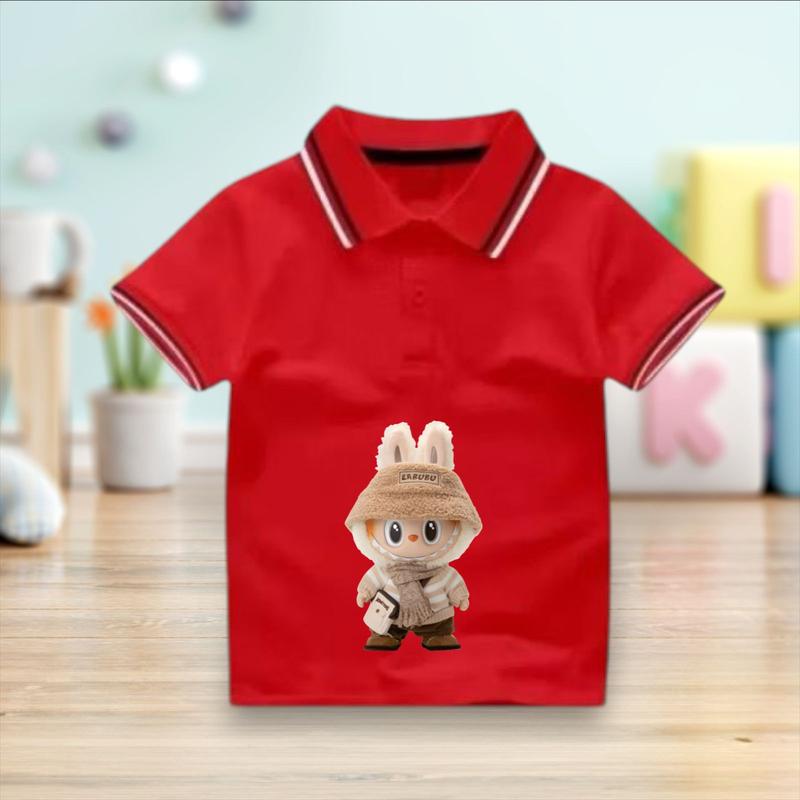 Atasan Kerah Wangki Anak Usia 2-10 Tahun Gambar Labubu Viral Baju Fashion Anak Tangan Pendek 7