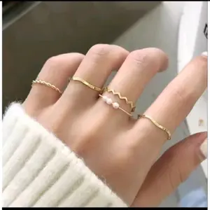 Rekomendasi Cincin Nadine Mutiara 5 Set Fashion (Set Ring) Korean Version Of Simple Personality Wild