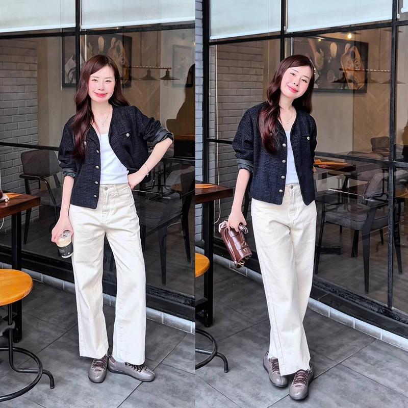 Hàng Cao Cấp Quần Jean Suông Lỡ Lai 4 Phân Túi Đồng Hồ 90cm LEDA Nữ Nấm Lùn 1m50 Quần Bò Nấm Lùn 9 Tấc Suông Lỡ