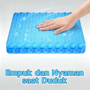 Bantal Alas Duduk Silikon Gel Empuk Kualitas Premium Nyaman Adem untuk Jok/Kursi Mobil Anti Slip Tahan Lama 40x32x1.5cm Biru