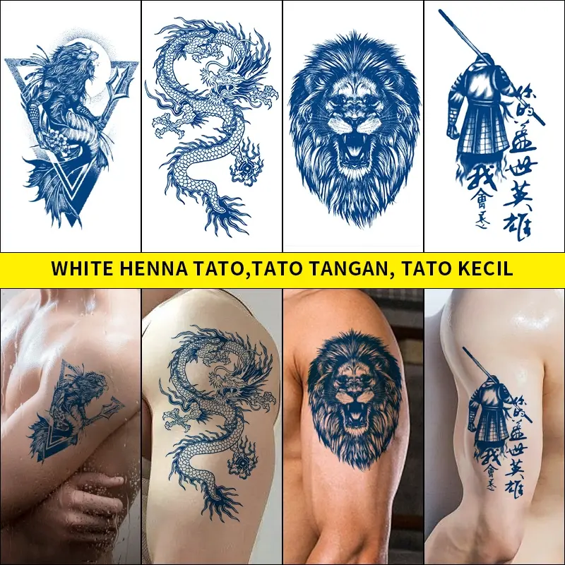 Tato Temporer Jus Tato Patch Semi Permanen Selama 15 Hari Stiker Tahan Air Stiker Tato Herbal Tato Temporer Kering Temporary tattoo halal Tubuh Waterproof Hitam Punggung Punggung Hitam 2