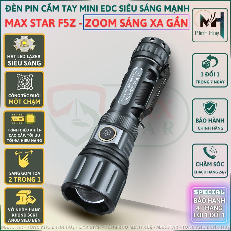 Đèn pin siêu sáng MAXSTAR F5Z MINI EDC cao cấp siêu sáng ZOOM xa gần vỏ hợp kim nhôm hàng không sạc nhanh dung lượng pin lớn Đèn siêu sáng Đèn pin cầm tay siêu sáng flashlight