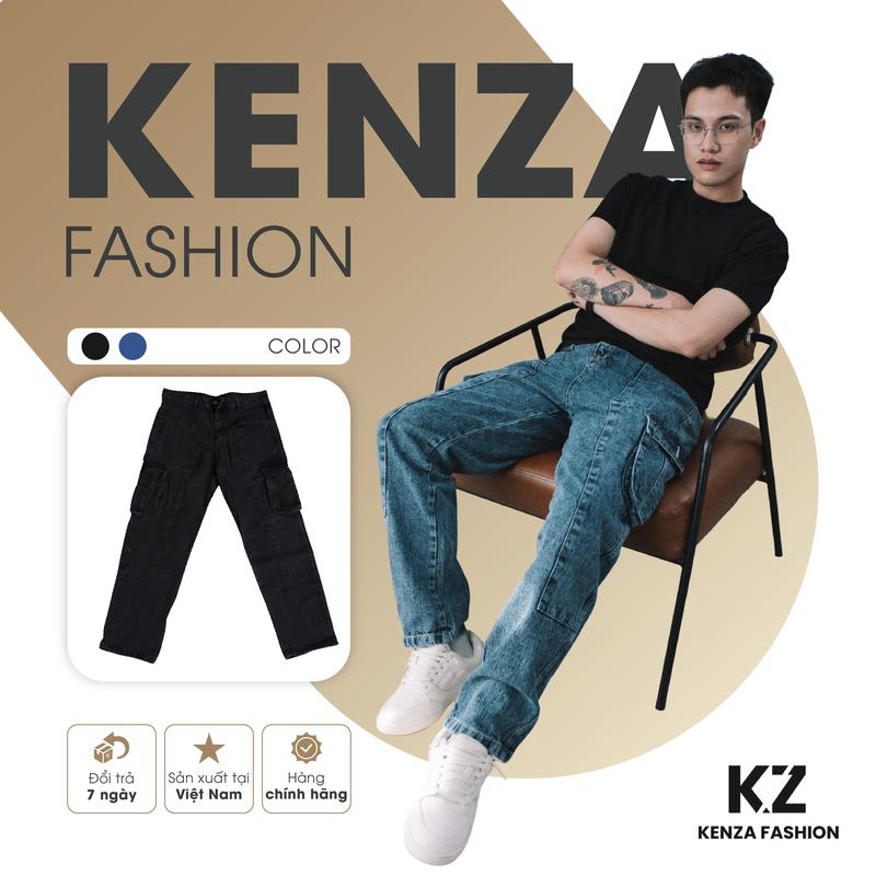 Quần jean túi hộp nam, quần nam dài, quần ống rộng, cạp thường, phong cách mạnh mẽ, nam tính - KJ117