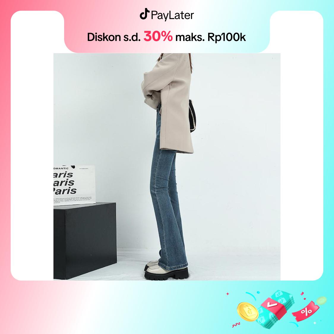 lulu-jeans Celana Jeans Cutbray Wanita /  Jeans Cutbray Wanita Biru Retro Highwaist Import 2026