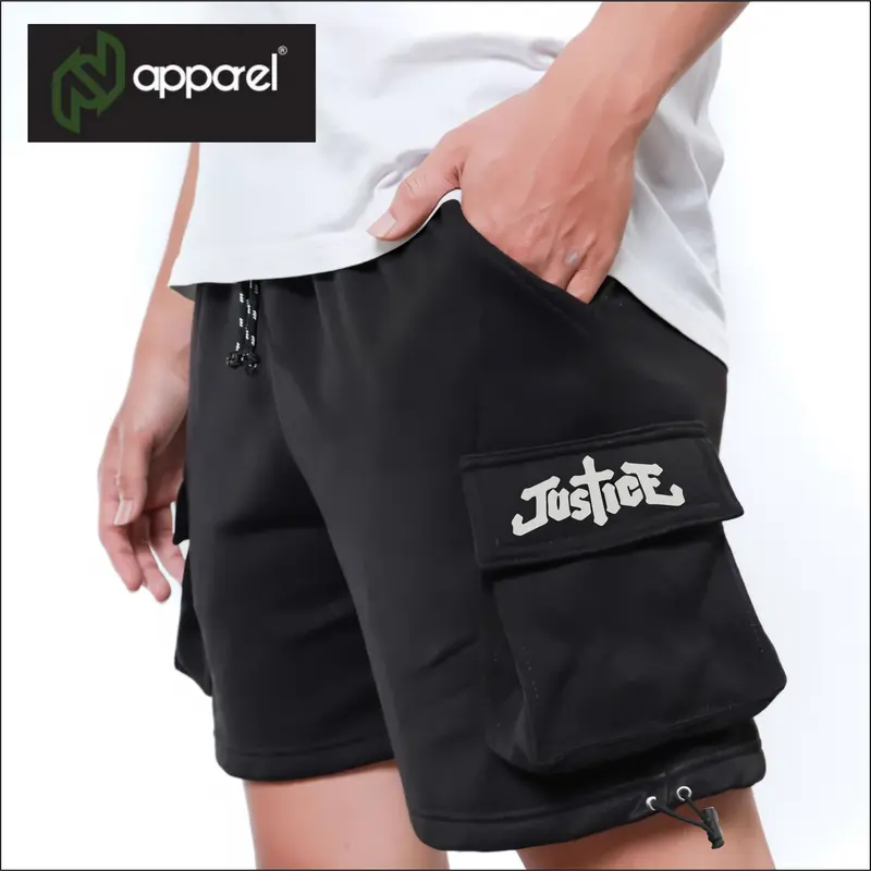 Napparel celana cargo pendek JUSTICE /shoprt fleece hitam 2
