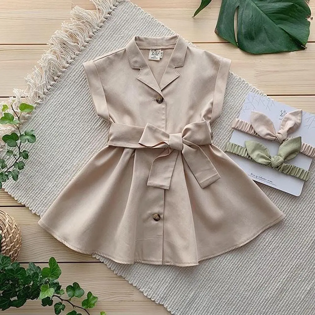 Alona dres katun anak perempuan bayi-5 tahun dres korea Kancing