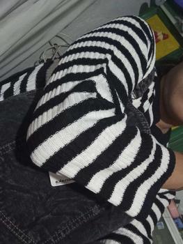 Product Review of Atasan 0blong Salur Wanita Kaos O-neck Knit Rajut Style Korea Baju Fit from l**a 1