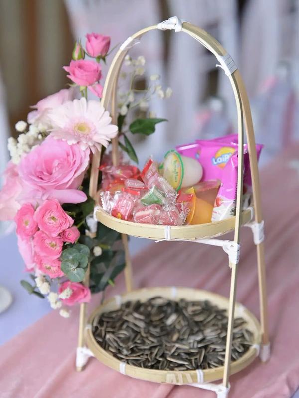 Kệ tre 1,2,3 tầng decor nhà hàng bếp phòng khách đựng bánh kẹo mứt tết