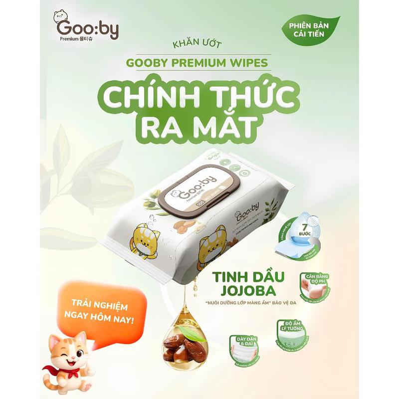 Thùng Khăn Ướt Gooby Premium 10 Gói 100 Tờ Với Tinh Dầu JoJoBa Không Cồn Không…