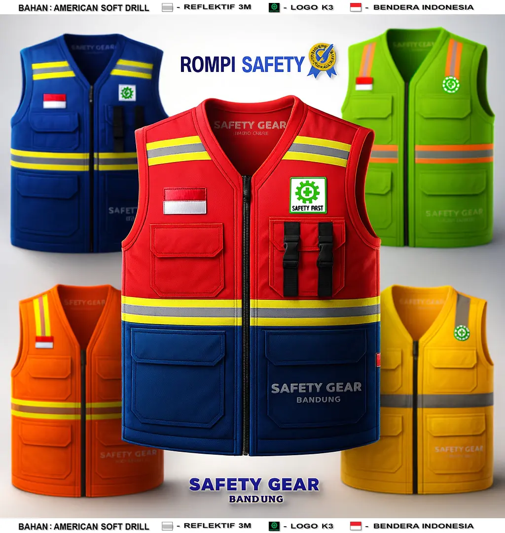 ROMPI SAFETY|ROMPI TAMBANG|ROMPI PROYEK|ROMPY LAPANGAN|ROMPI KESELAMATAN|ROMPI K3 Merah Hijau Pria