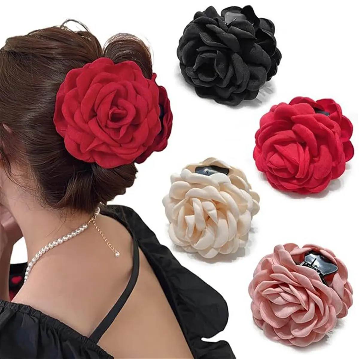 Sweet Princess wind multi-color big flower hairpin Elegant temperament shark clip fashion high-grade clip