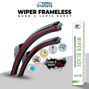 Wiper Quad 4 Lapis Karet Sapuan Pembersih Kaca Mobil 1 Set Kiri dan Kanan Universal