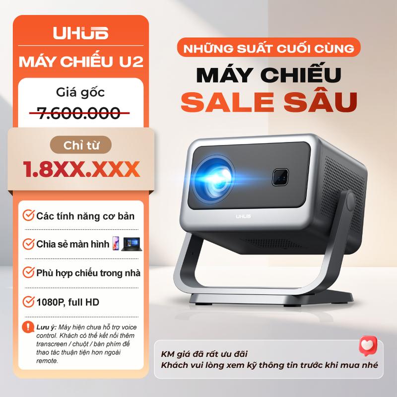 Máy chiếu đa năng U2 - UHUB /300 ANSI LM/Full HD/ Wifi/ Độ  cao/ Âm thanh sống động/Lấy nét điện từ bằng điều khiển từ xa Projector máy chiếu sáng trang trí máy chiếu maychieu máy  chiếu máy  chiếu máy  chiếu màn  máy mini  projector Bluetooth