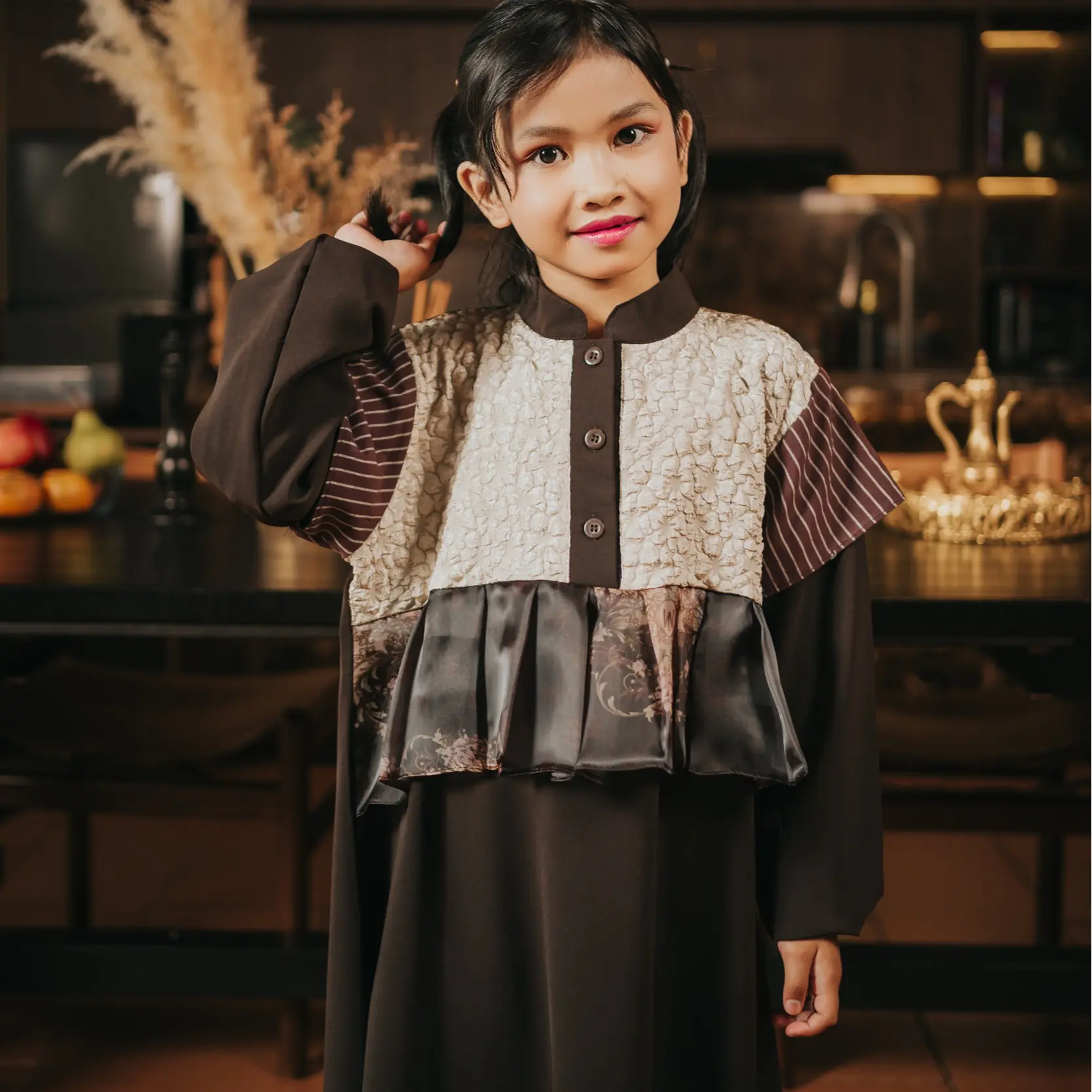 Dress Coklat Anak  (L-XL)