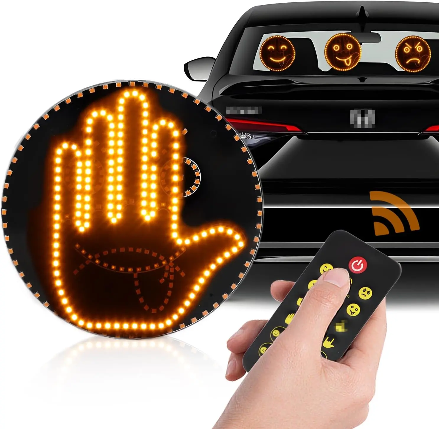 Hand Gesture Light for Cars, 4 Emojis and 4 Gestures LED Car Sign, [11 Modes Options & Remote Control] Road Rage Hand LED Sign for Cars