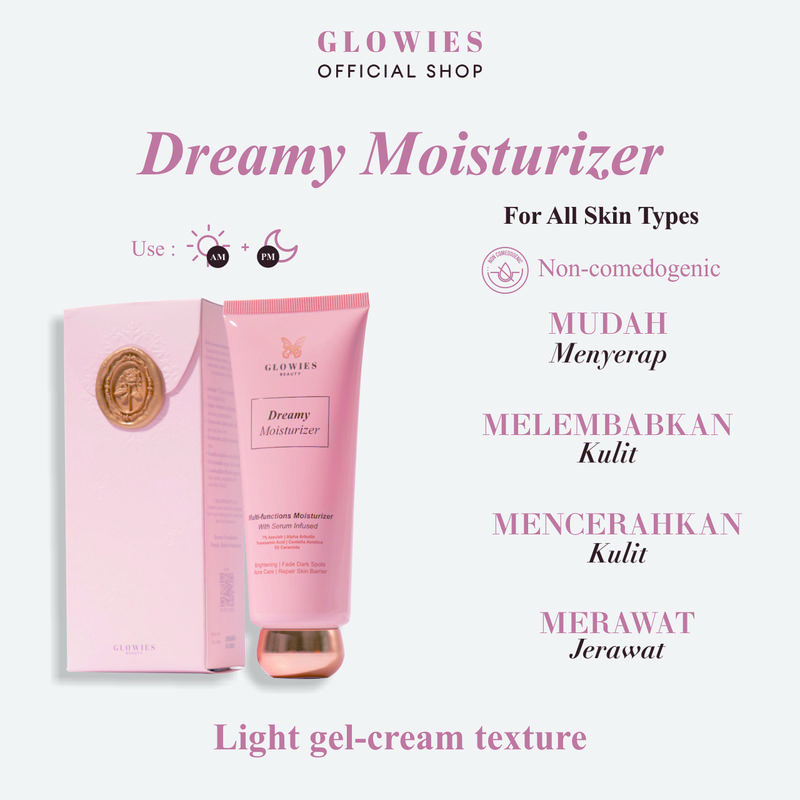 BEST DEAL | GLOWIES BEAUTY Dreamy Moisturizer Pelembab Wajah Skin Barrier Moisturizer 80 ml Acid Ceramide Hyaluronic Acid Kusam Niacinamide Alpha Arbutin aman untuk kulit Berjerawat Membantu Mencerahkan Tranexamic Acid 2