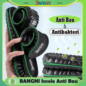 BANGNI Insole Sepatu Antibakteri dan Anti Bau Untuk Pria dan Wanita Sol Olahraga Empuk Alas Kaki Sepatu Elastis Tinggi Sol-003C Hitam Shoe