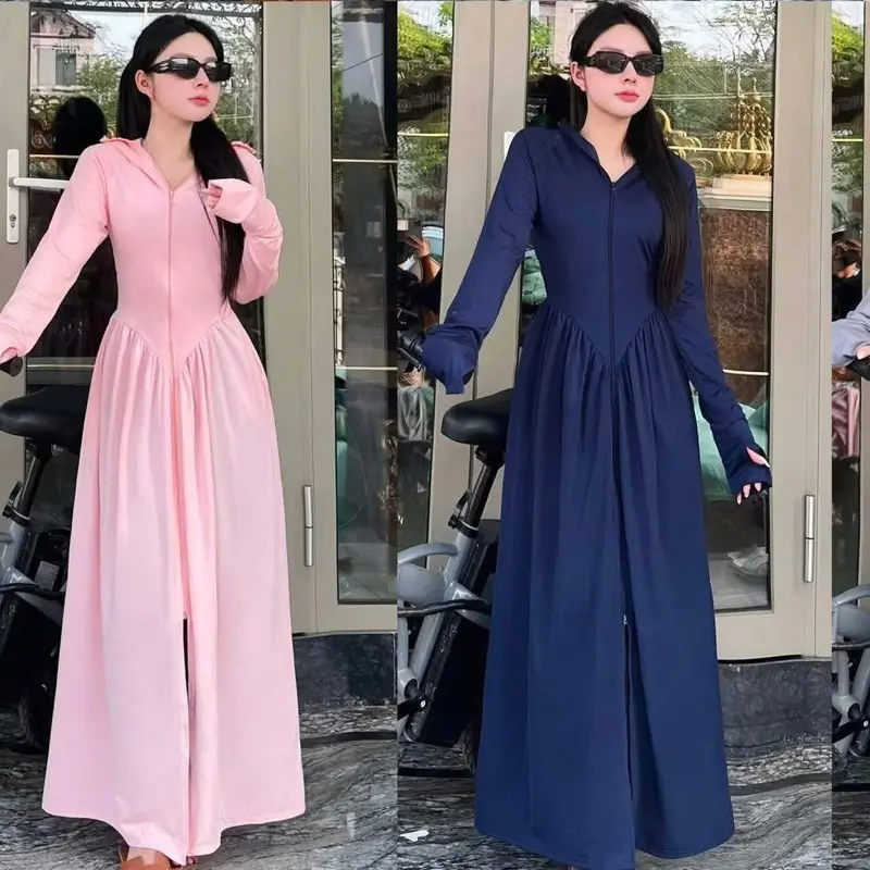 [2 lớp] Áo Chống Nắng nữ dài toàn thân dáng váy chất liệu Su Bột thun lạnh mặc mát dễ chịu, chống tia UV