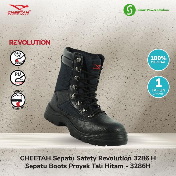 Gambar CHEETAH Sepatu Safety Revolution 3286 H Sepatu Boots Proyek Tali Hitam - 3286H - 6 dari Smart Power Solution Kota Administrasi Jakarta Barat Tokopedia