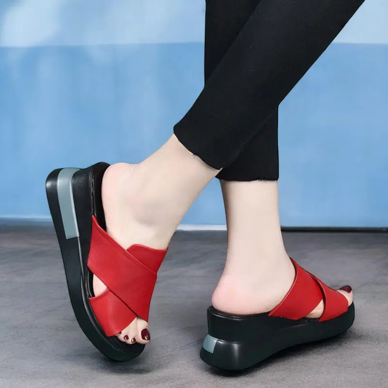 TERLARIS Sandal Wedges Wanita Viral Kekinian 2024 / Sendal Cewek Remaja Dewasa TERMURAH Karet 4