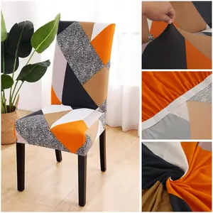 Cover Sarung Kursi Makan Motif Modern Bahan Polyester  Elastis Lembut Halus