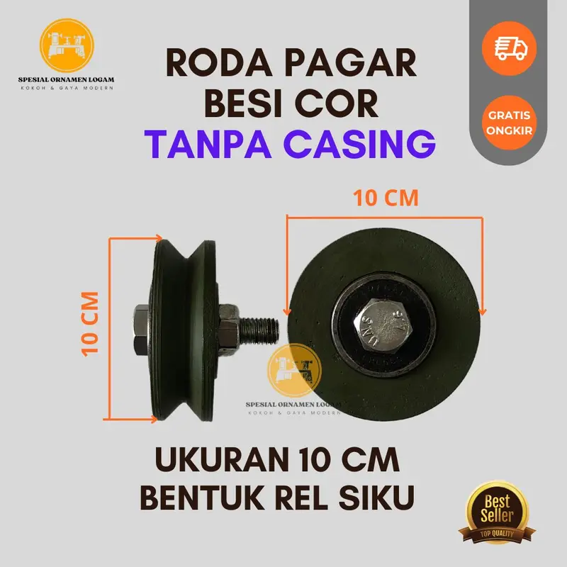 Roda pagar merah dan hijau besi Cor 10 cm bentuk bulat dan siku roda only tanpa casing BERKUALITAS Dan TERMURAH 1