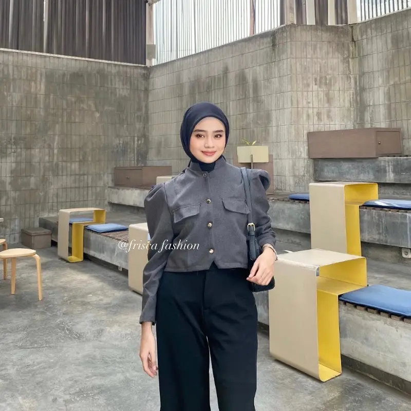 Frisca fashion - Sonia Blouse Blezer Crop Top / Outer wanita terbaru 0
