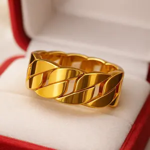 Cincin Titanium Croh Rante Gold Rings Anti Karat Anti Luntur Wanita Dewasa
