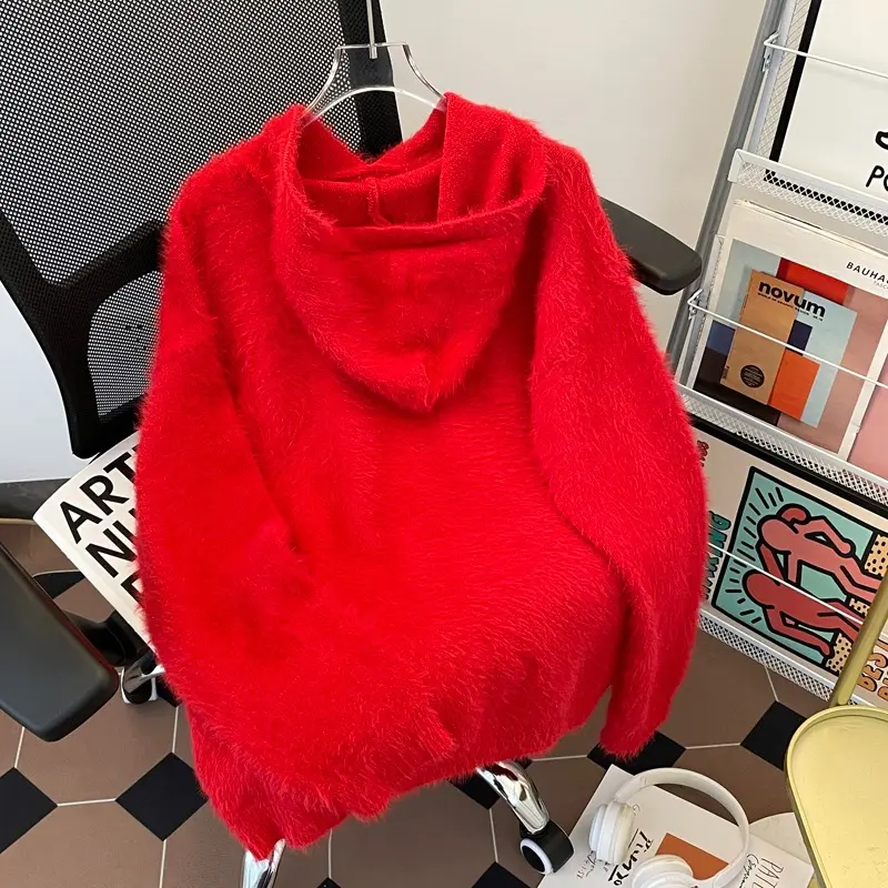 Áo Len Có Mũ Trùm Đầu, Thiết Kế Jacquard Chữ Cái Cổ Điển Mỹ Dáng Rộng Rãi Và Dễ Phối Đồ Dệt Kim, Dành Cho Nam Giới, Thích Hợp Cho Mùa Thu Và Mùa Xuân, Hàng Mới Về Năm 2024 8