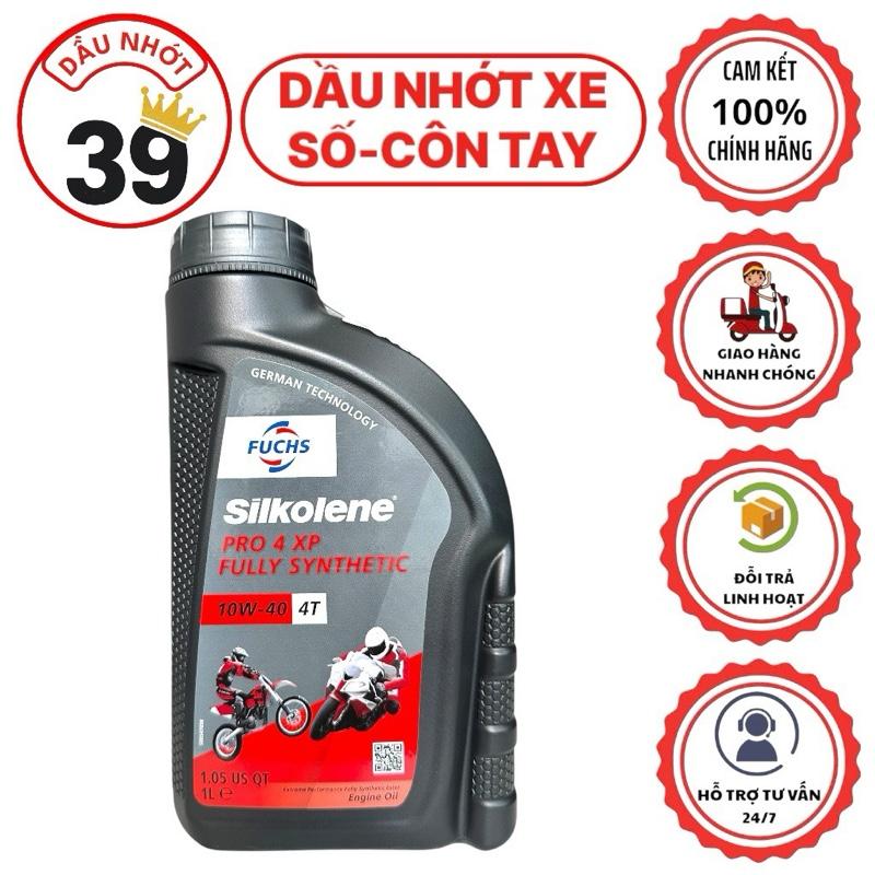 Dầu Nhớt Nhập khẩu Chính Hãng FUCHS SILKOLENE PRO4 10W40 1L Full tổng hợp gốc Ester cho xe số, côn tay, PKL >> [CAM KẾT CHÍNH HÃNG 100%]
