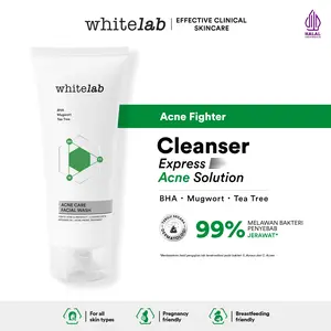 WHITELAB ACNE CARE FACIAL WASH - CLEANSER MUKA UNTUK KULIT JERAWAT KONTROL MINYAK BERLEBIH ANTI BAKTERI DENGAN BHA, MUGWORT & TEA TREE [BPOM] Perawatan Wajah Berjerawat