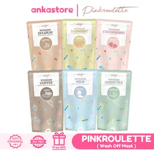 PinkRoulette Masker Organic FaceMask Full Size 60gr | Mencerahkan, Menghilangkan Bekas Jerawat