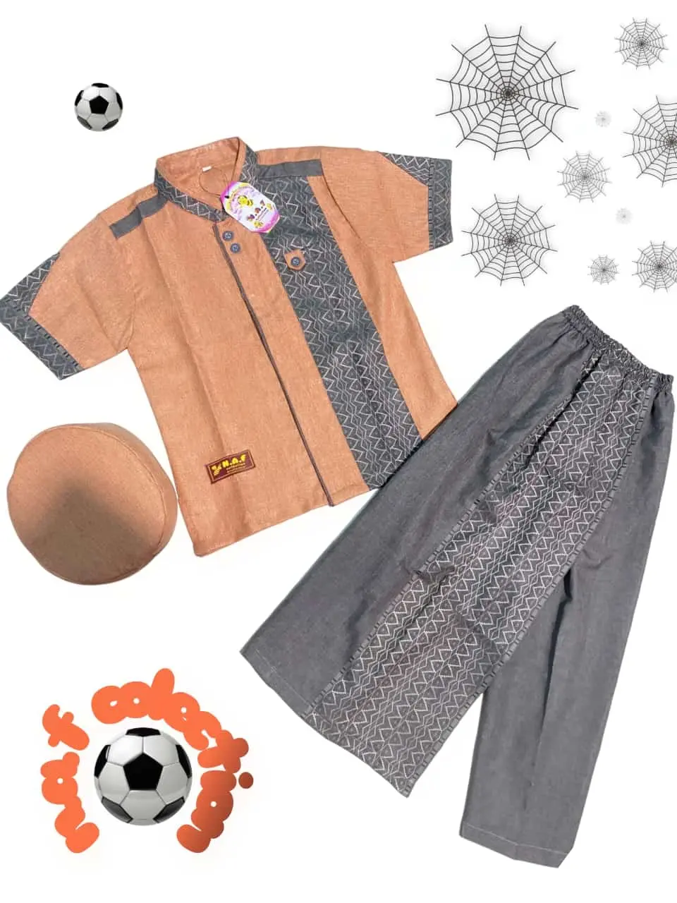 baju Koko anak sarkoci by naf Baju Celana Muslim Nyaman Katun Peci Sarung Panjang Turki Setelan Polos Navy Motif Kain