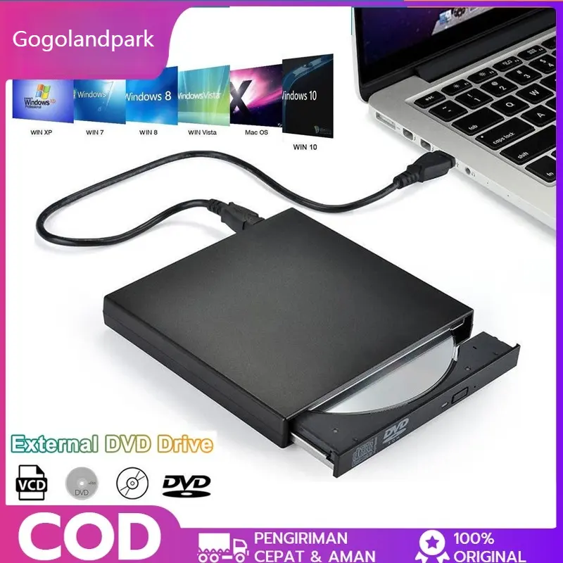 CD ROM Drive External DVD Komputer DVD Drive USB 3.0 Slim Portable Optical Drive Writer Burner Rewriter DVD RW External usb 2.0 Type C Optik Eksternal Kotak Optik DVD Disc Burner