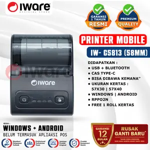 Iware Printer Thermal Kasir 58mm Usb Bluetooth C-5813 Portable Android Windows