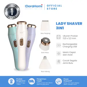 [BISA COD] DoraHomi Alat Mesin Cukur Bulu kemaluan Pencukur Ketiak Kumis 3 in 1 Cepat Pas Aman