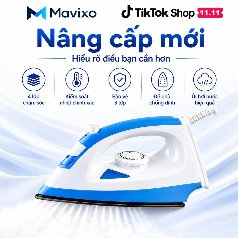 Bàn Là Hơi Nước Gia Đình, Đế Chống Dính, Điều Chỉnh Nhiệt Linh Hoạt, Dễ Sử Dụng