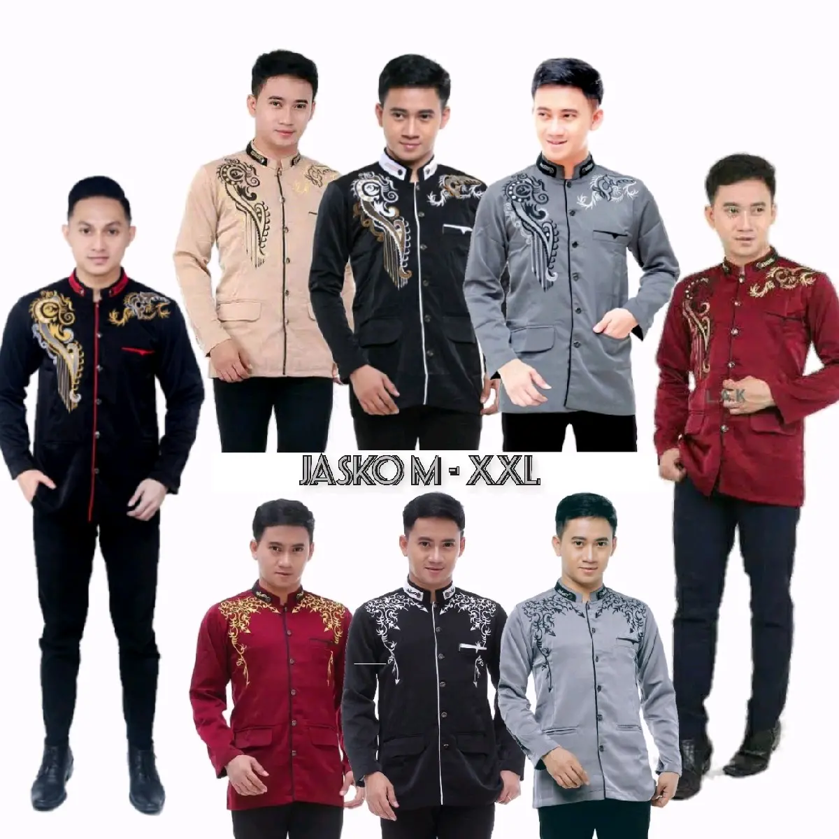 JASKO XXL Bordir Polos Bahan HIghtwis Tebal Halus Baju Muslim Pria Elegan