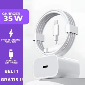 [Beli 1 GRATIS 1]Set Charger For IP8 X 11 12 13 14 untuk  35W Fast Charging PD 3.0 | Adaptor + Kabel Untuk  Type-C to Lightning
