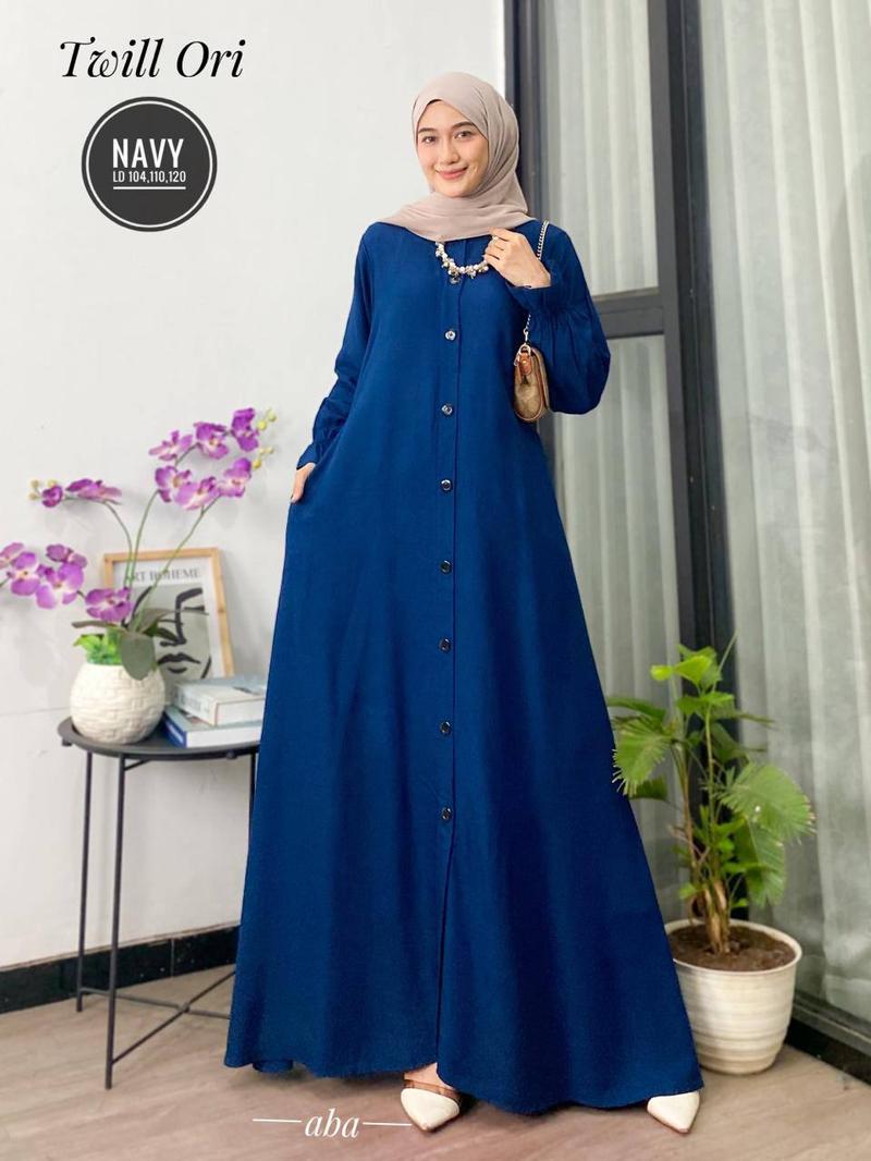 Product Introduction of gamis polos twil ori dress panjang busui tali samping Muslim Twill Kancing Cantik Karet Wudhu Kain Lembut Tebal Kerah Motif Wanita Rayon Katun Mewah Baju Maxi 18