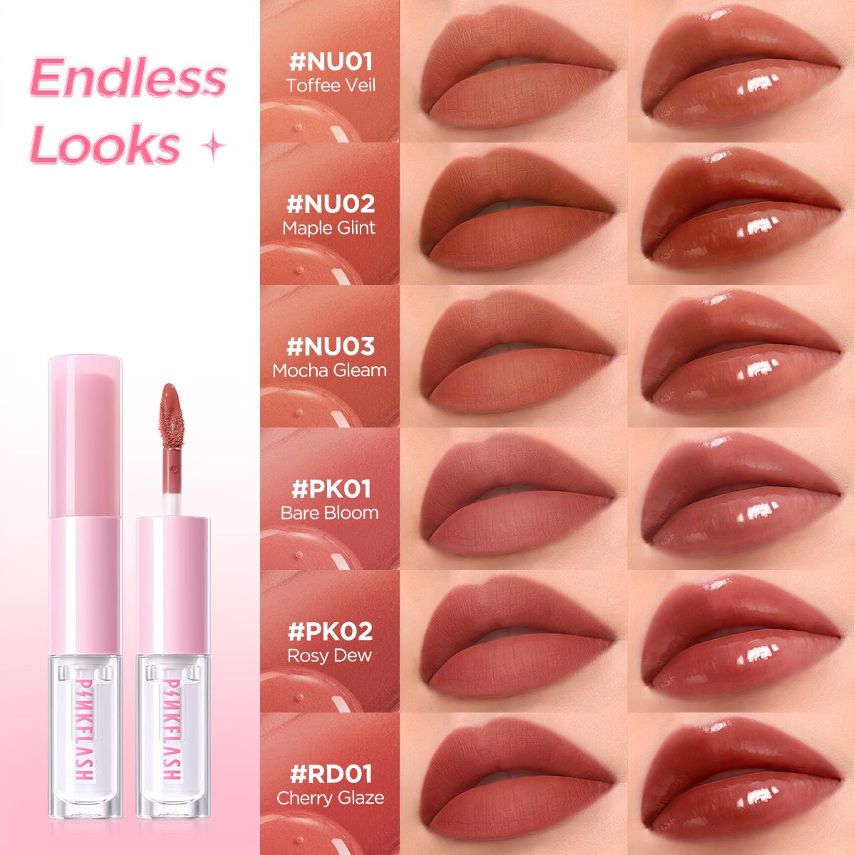 [Pinky]PINKFLASH Stay Fusion Matte & Glossy Lipstick Lasting Transferproof Waterproof Intense Coverage Lightweight Non-sticky 2 IN 1 LIPSTICK L31