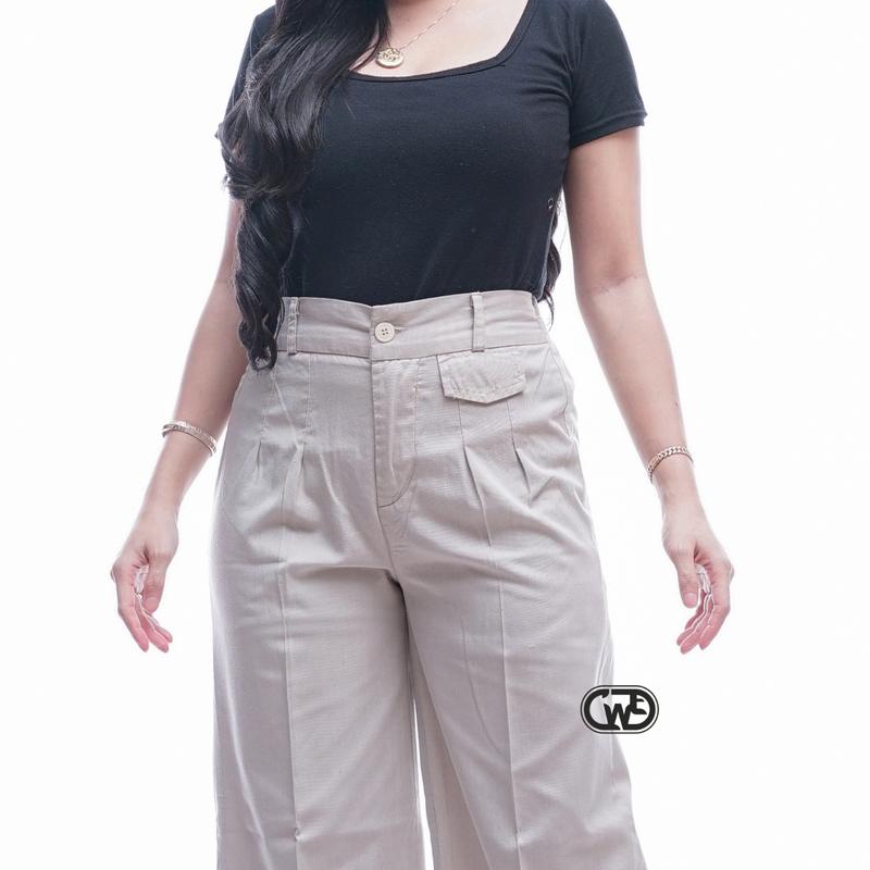 Product Introduction of outfit celana oro pants jeans denim Highwaist Loose Anti Kusut Panjang Casual Wanita 3