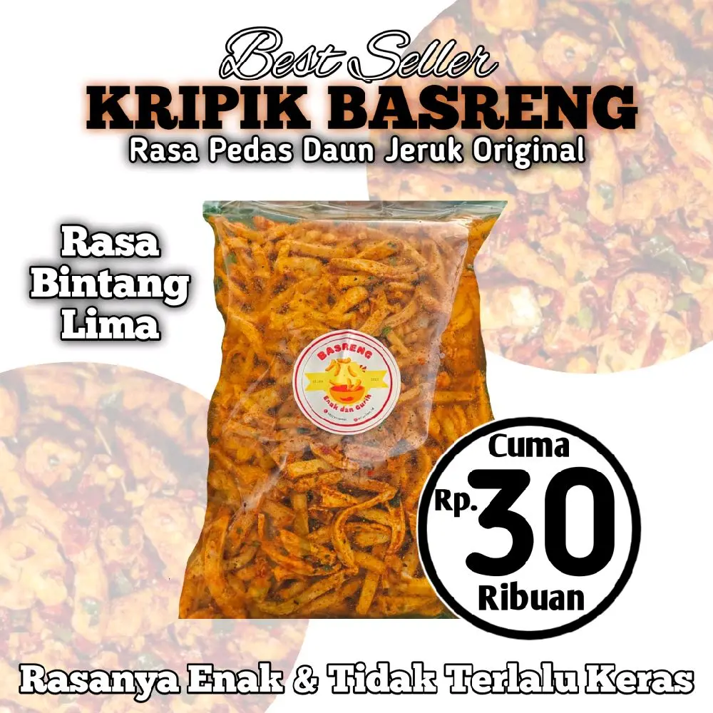 Basreng Pedas Daun Jeruk 500gram - Snack Goreng Nikmat - Food, Camilan, Snacks