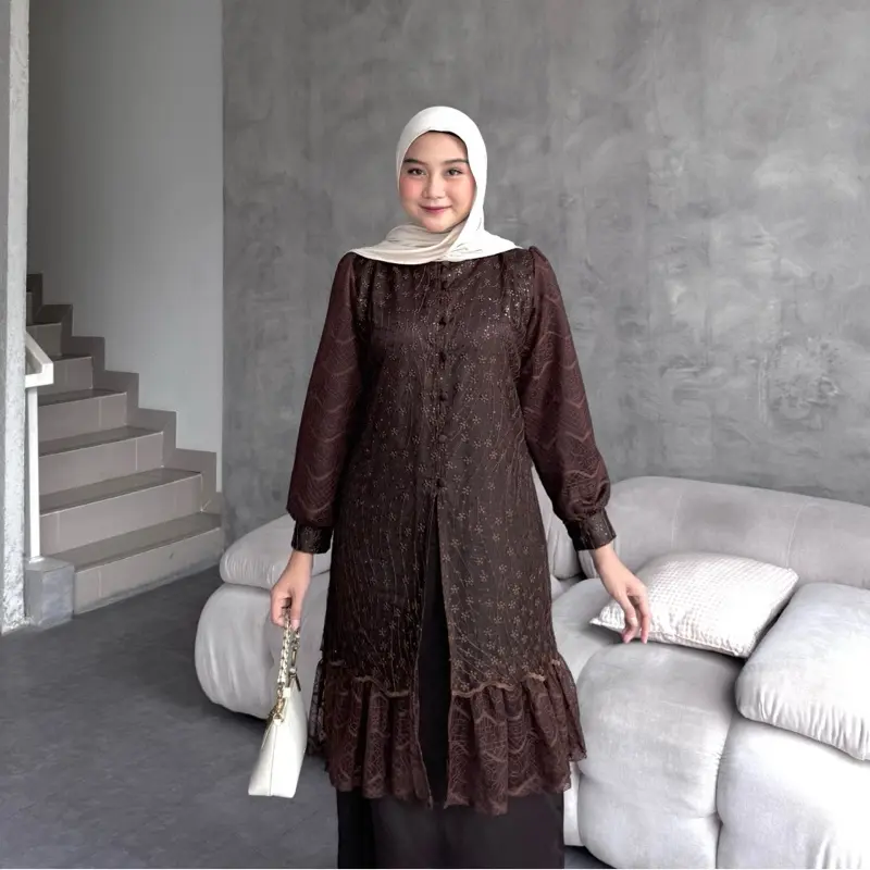 Stuffcisy [READY] Safwa Oneset Silk Tulle Chantily Kondangan Lamaran Wisuda Daily Panjang Setelan Rok Terbaru Kondangan Rempel Formal Muslim 7